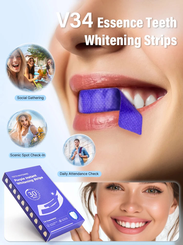 Tidesmit teeth whitening strips for removing yellow stains and plaque for a brighter smile