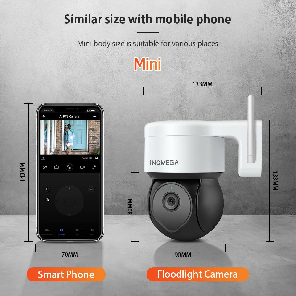 INQMEGA 5MP Tuya Outdoor PTZ Camera Ai Human Detect 1080P Security CCTV Camera Add Google home And Alexa Wifi IP Camera for Yard