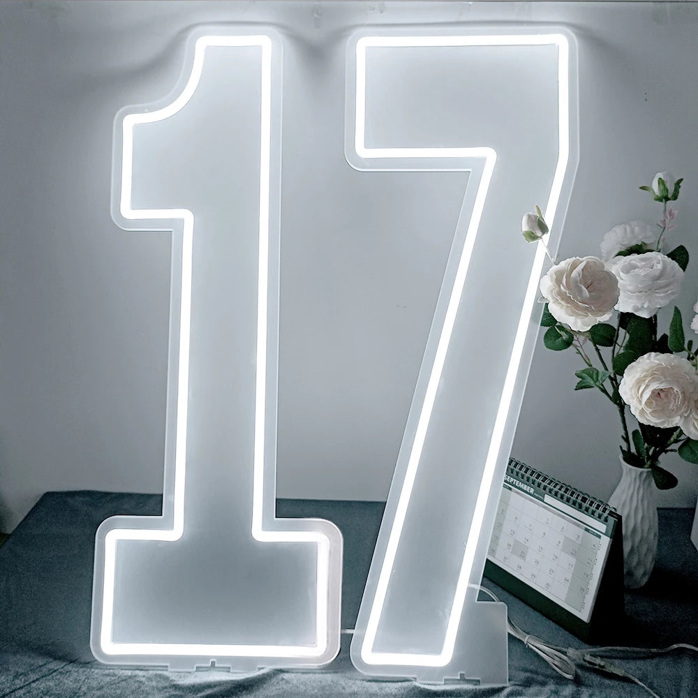 LED Neon Number Sign for Weddings | Customizable Event Lighting 76-100cm number 17 China Mainland Tidesmit