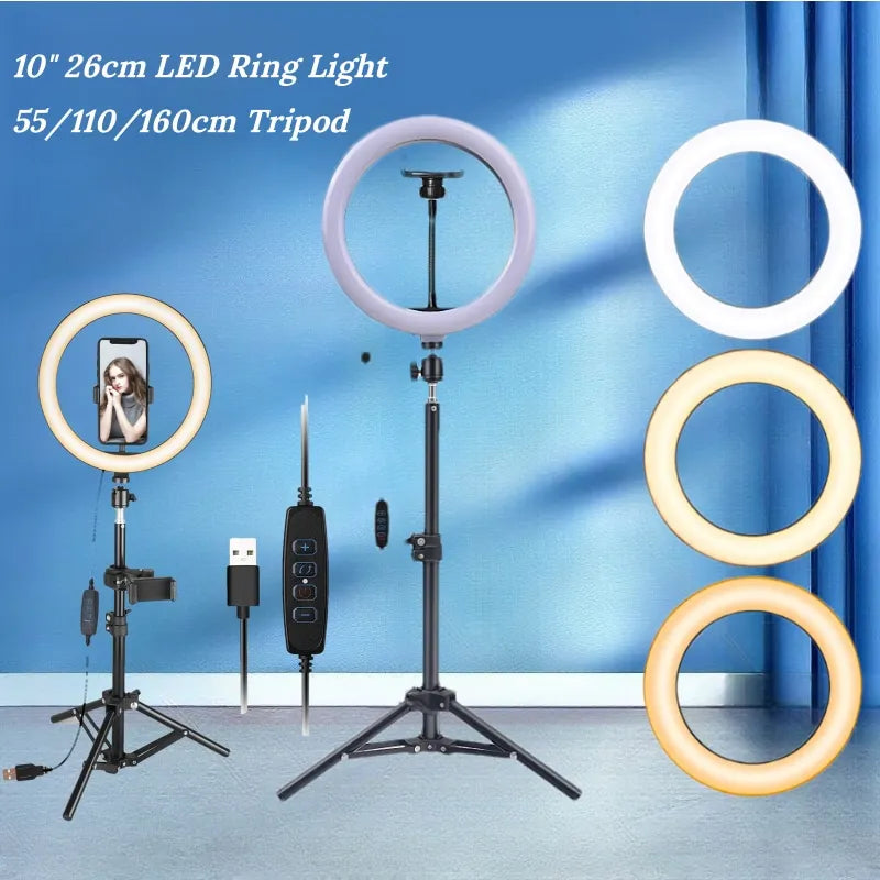 10 Inch Ring Light with Tripod Stand - Adjustable RGB Studio Lighting Tidesmit