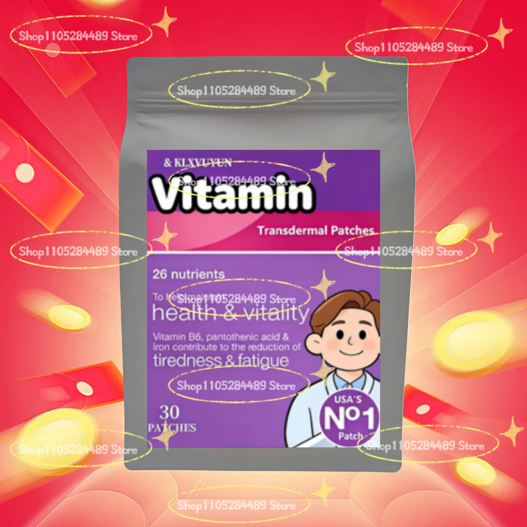 26 Nutrients Transdermal Patches Vitamin B6 Pantothenic Acid & Iron Contribution To Reduction Of Tiredness And Fatigue