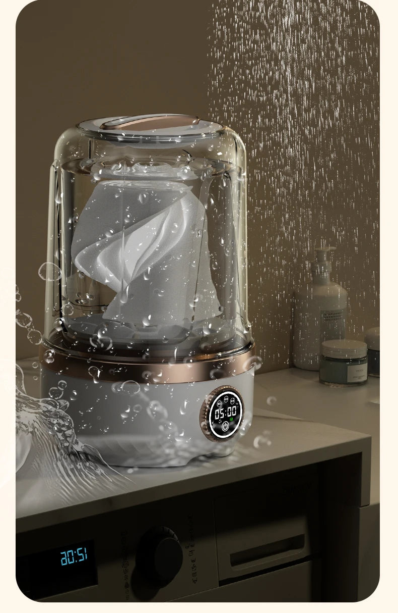 Tidesmit Mi 2L wireless portable washing machine side view showing automatic laundry cup for baby clothes cleaning