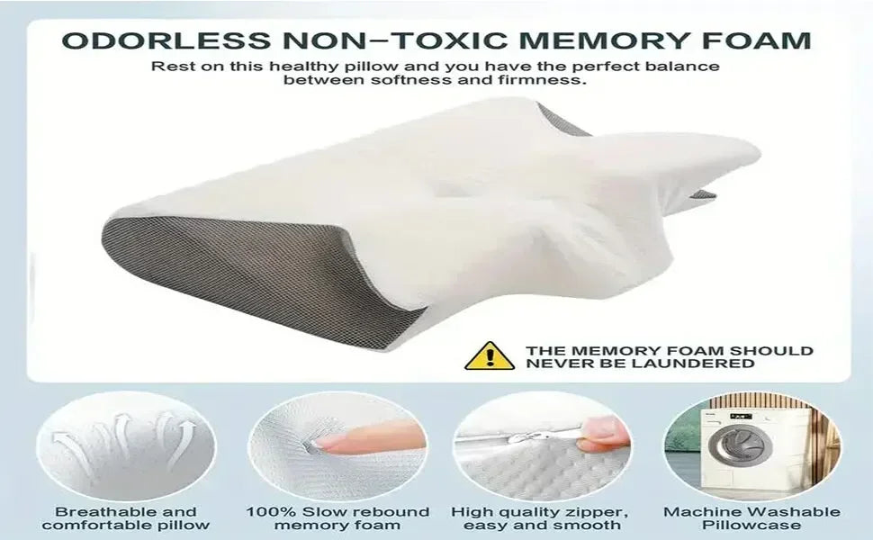Butterfly Memory Foam Neck Pillow for Cervical Pain Relief - Tidesmit Relaxation Treatment Tidesmit