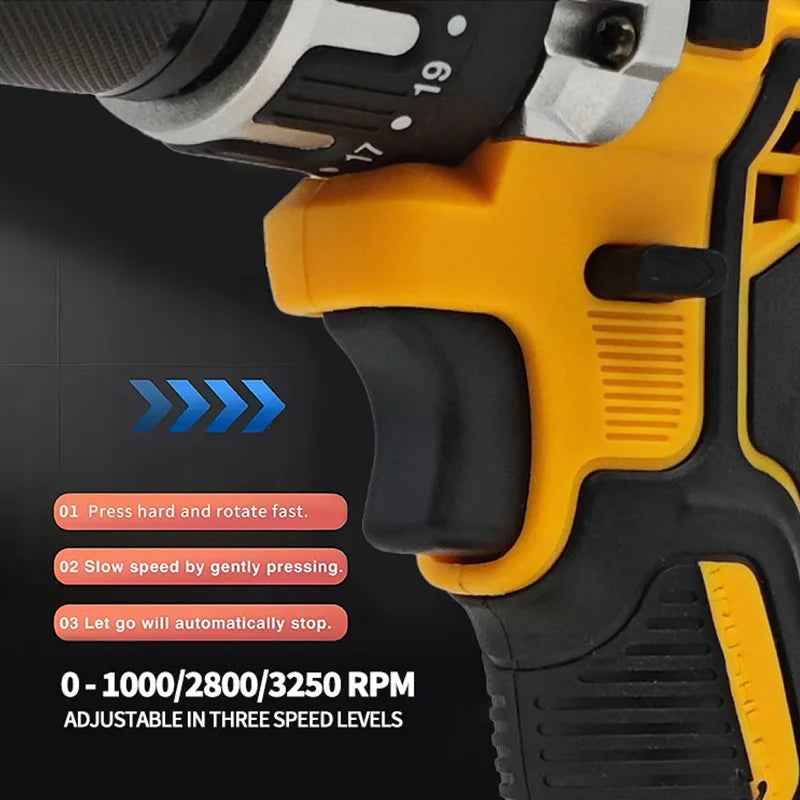 Mamidw 25+3 Multi-speed Torque Adjustment Brushless Electric Drill, Ergonomic Design, Durable Build, Compact Design, Sturdy Construction, Powerful Cordless Screwdriver (Tool Only) for DEWALT 20V Battery PIN Power Tool