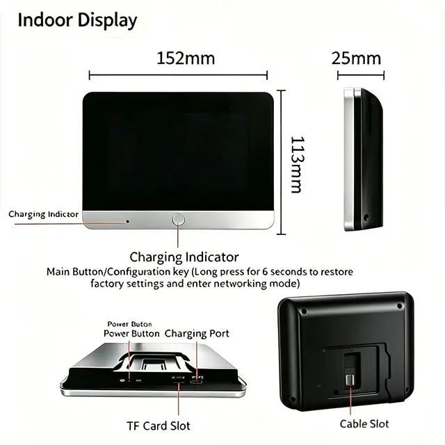 Smart Life Tuya WiFi 5 Inch Doorbell Video Camera with Peephole Eye 10000mAh Battery Mute Recording PIR Alexa & Google Digital