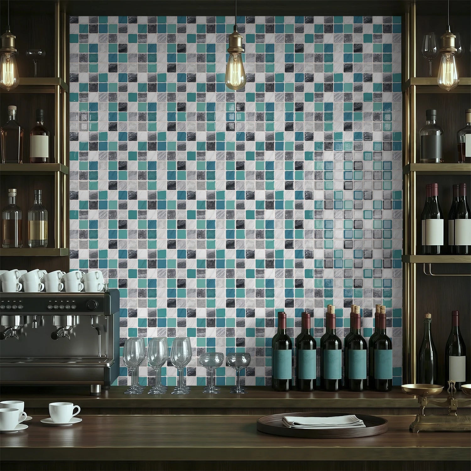 Mosaic tile stickers, removable self-adhesive wall decals, waterproof peel and stick backsplash, suitable for kitchen