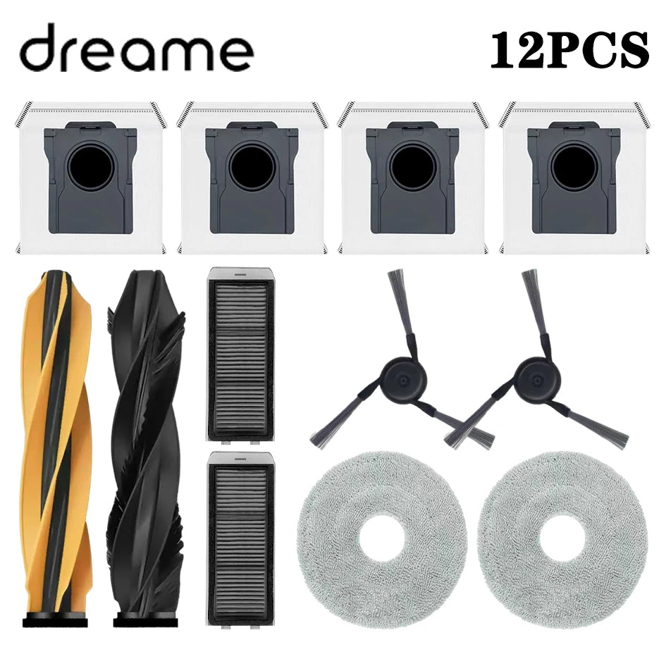 Tidesmit replacement parts kit including main brush, filter, mop cloth, and dust bag for Dreame and MOVA robot vacuums