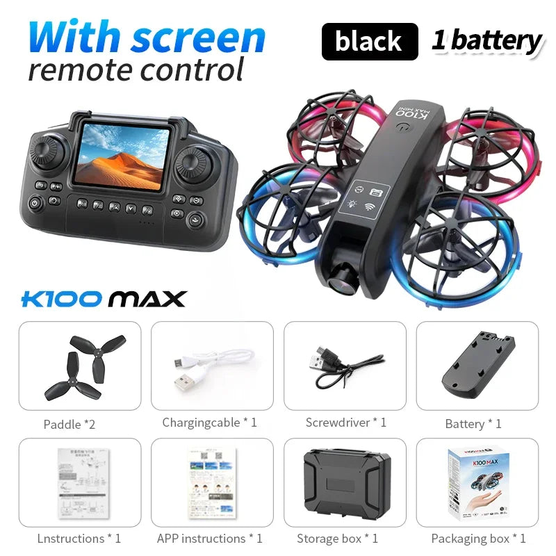 Mini Foldable Camera Drone with 4K Video - Compact Beginner Quadcopter 2.4in Camera Black Tidesmit