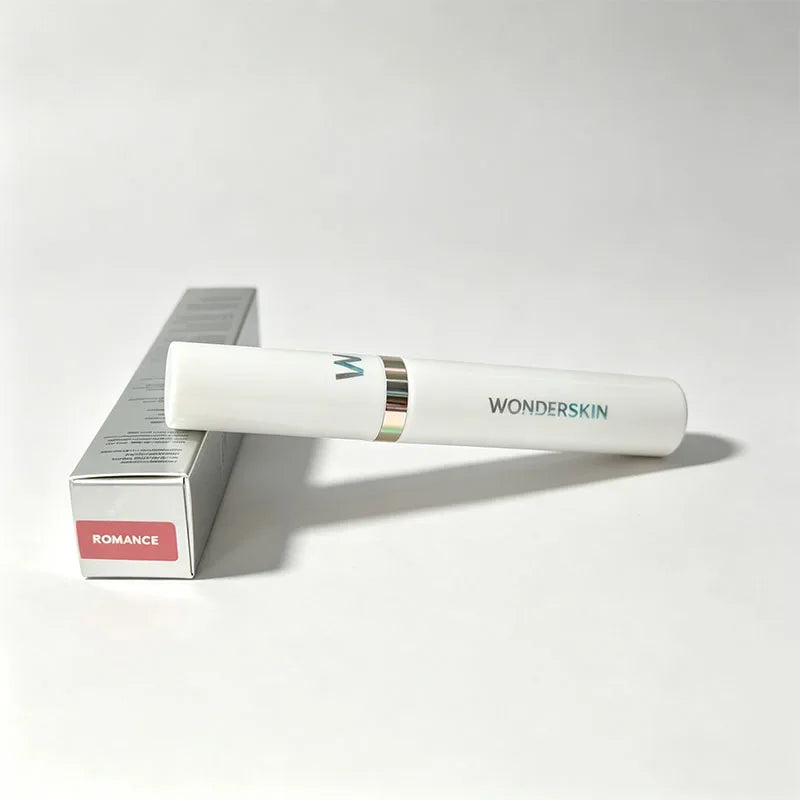 Wonderskin Romance Peel-Off Lip Stain tube and silver box, long-lasting waterproof pink lip tint makeup.