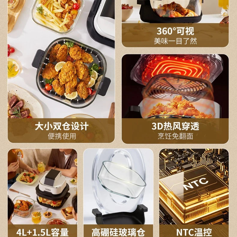 Air fryer household 2026 new small visual borosilicate glass large-capacity frying and baking machine
