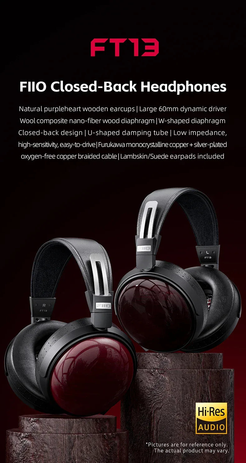 FT13 Closed-Back Audiophile Headphones | 60mm Wool Driver | Tidesmit Tidesmit