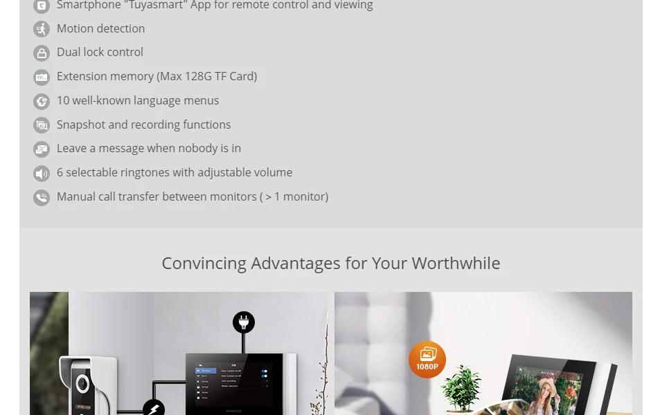 HOMSECUR 7” WIFI Tuya APP 4 Wire Video Door Phone Intercom System 1 Doorbell Camera 1 Indoor Monitor