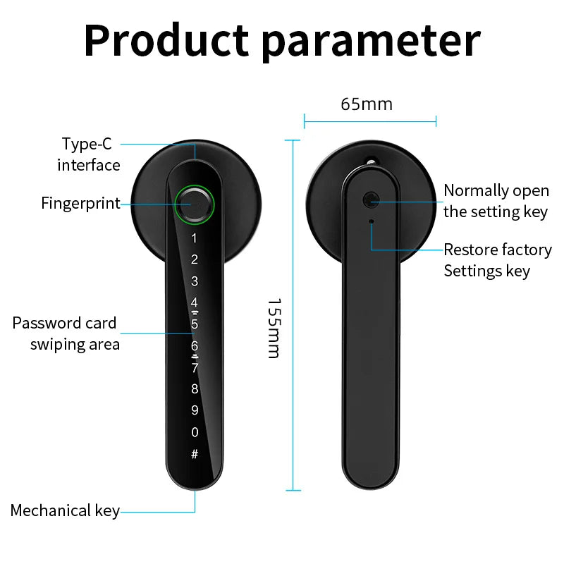 KERUI Fingerprint Door Lock  Works with Tuya Smart Electronic Door Lock with Fingerprint/Password/Key/Tuya APP/Card Unlock