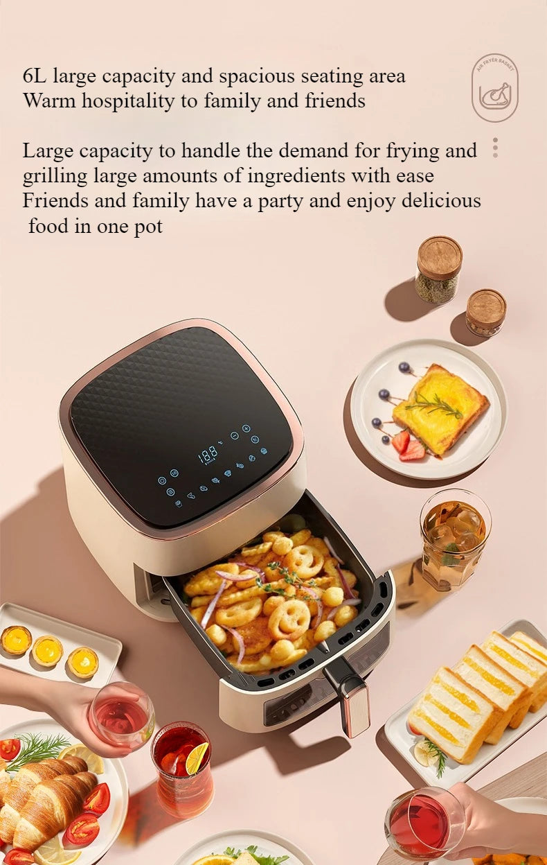 220V Air Fryer Household New Intelligent Large Capacity Visual Non Flip Oil Free Multifunctional Electric Oven Machine