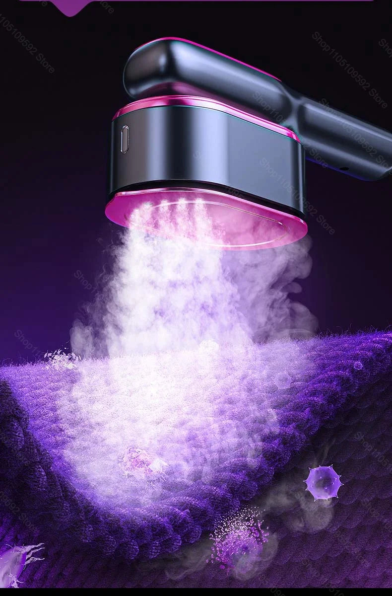 Tidesmit portable fabric press machine and handheld garment steamer for fast clothes wrinkle removal, side view.