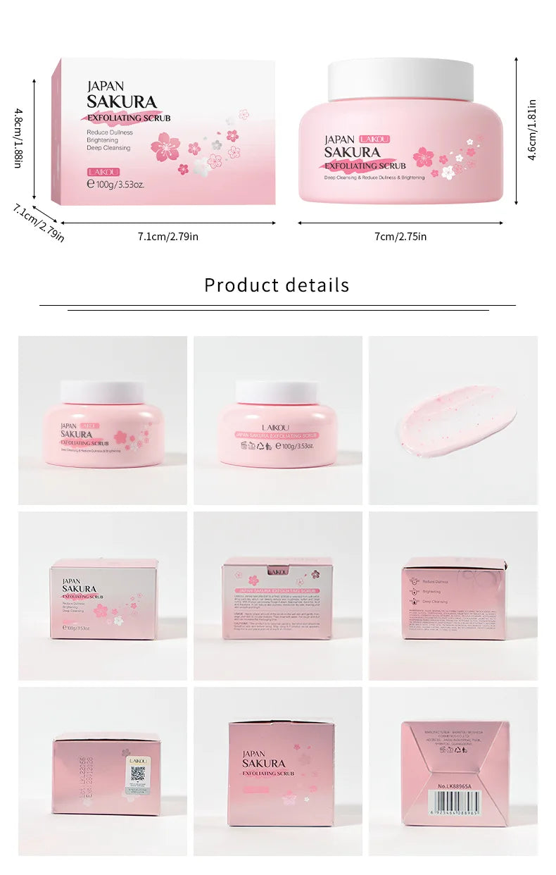 Sakura Exfoliating Scrub for Face & Body 100g - Natural Deep Cleansing Formula Scrubs Treatments Tidesmit