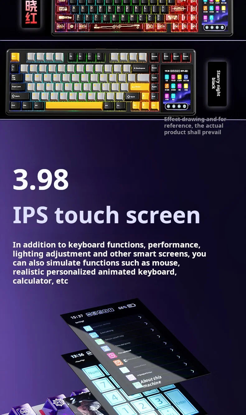 AULA L99 Mechanical Keyboard Intelligent Screen Wireless Bluetooth Gasket Structure Gaming Keyboard RGB  Lighting Night Vision