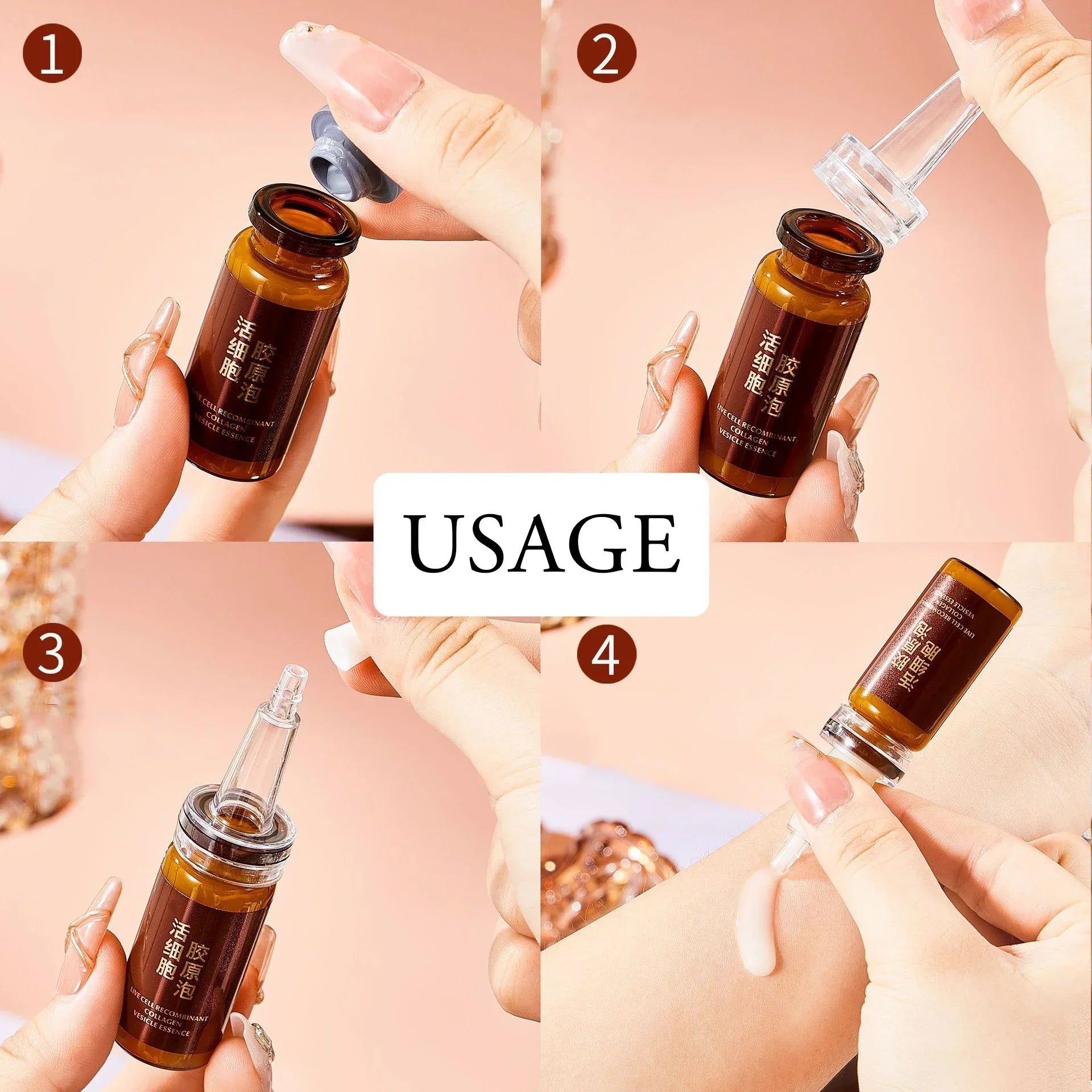 Live Cell Recombinant Collagen Essence Firming Anti Aging Fade Fine Lines Whitening Brightening Moisturizer Skin Care Cosmetics