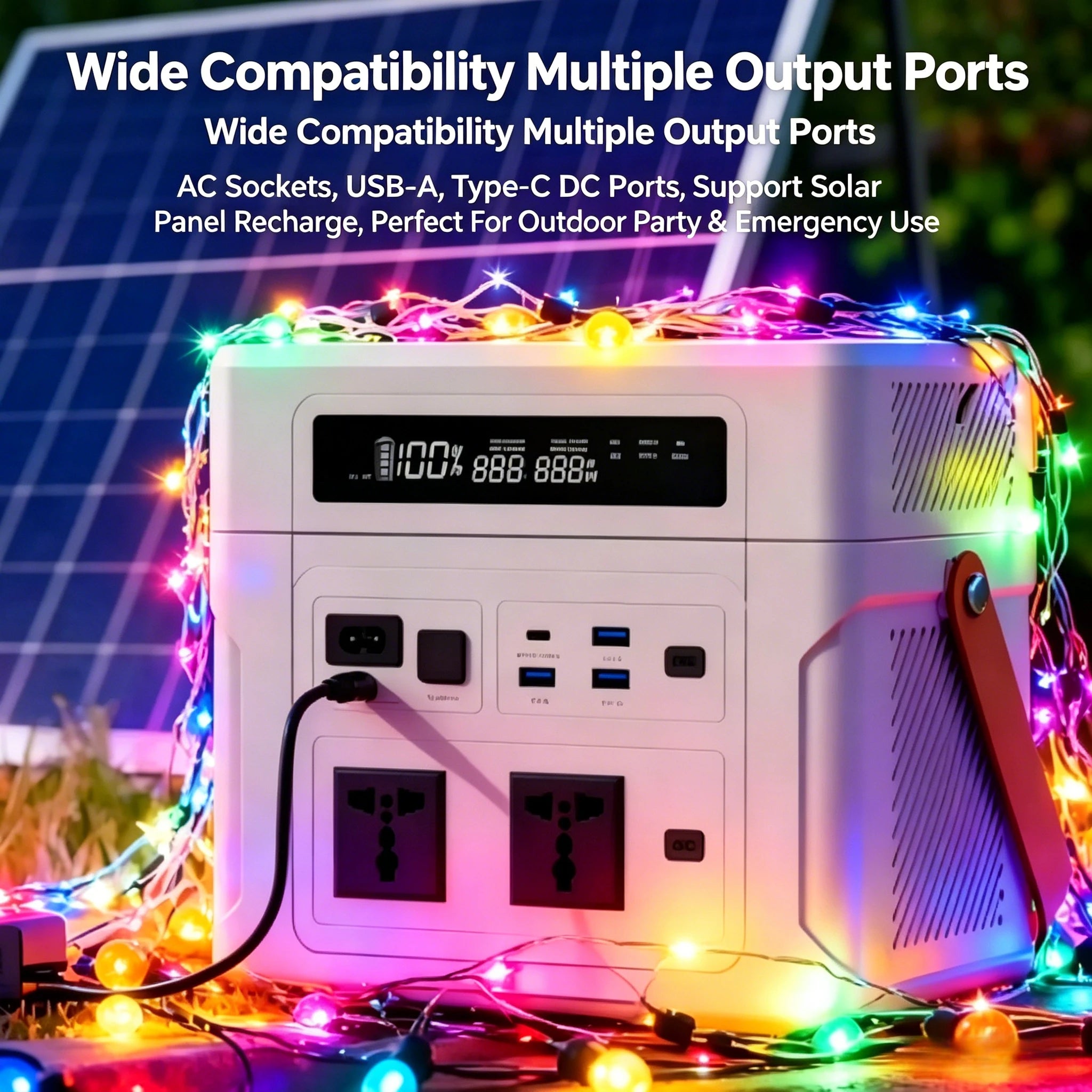 1000W Portable Solar Power Station Car Jump Starter Outdoor Camping Emergency Power Supply