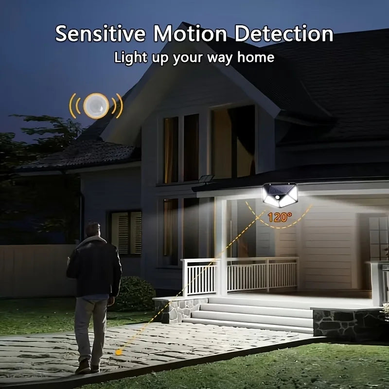 6/4 Pack 100 LED Solar Wall Lights, IP44, Solar Powered with 6-8 Hours Battery Life, Built-in Motion Sensor Auto On, 6500K Color Temperature, Ideal for Street, Courtyard, Mall And Parking Lot Lighting, Ideal Gift for Family