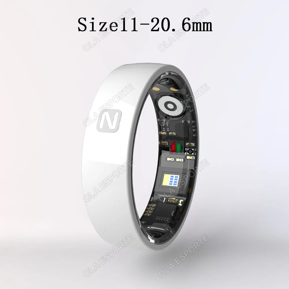 NFC Access Control Smart Ring Multifunction 5 ATM Waterproof Ceramic Heart Rate Blood Oxygen Monitoring For Men Women Smartring White 11 Tidesmit