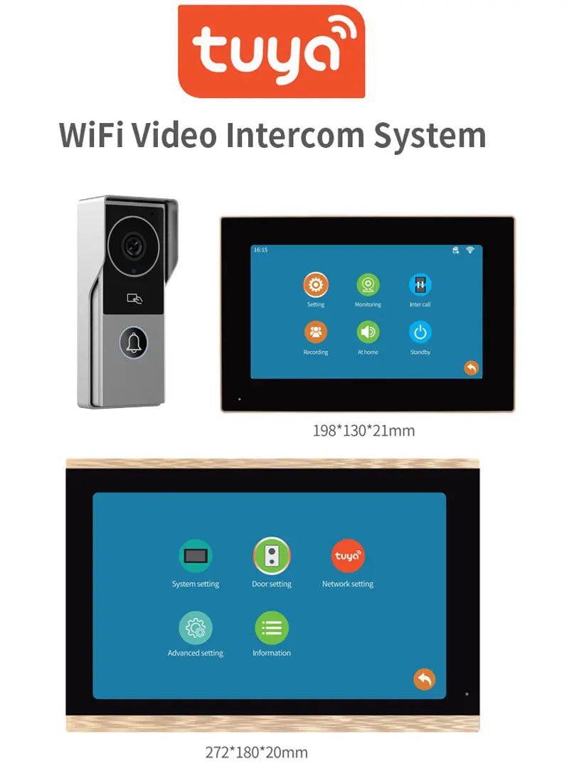 Wifi Tuya App Video Intercom 1080P Video Doorbell HD Camera for Apartment 7/10inch Touch Monitor one-key Unlock Motion Detection