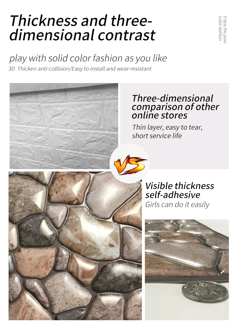 5/10Pcs Peel and Stick Tile Backsplash Thicker Design Marble Tiles 12"X12" Stick on Backsplash Self Adhesive Tiles for Any Room