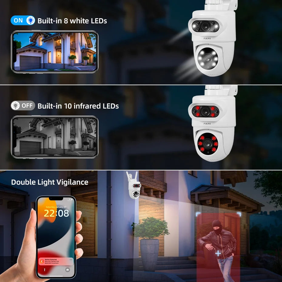 FUERS 5K 10MP Dual Lens IP Camera Tuya Smart Outdoor Home Security Auto Tracking Human Detection WIFI CCTV Surveillance Camera