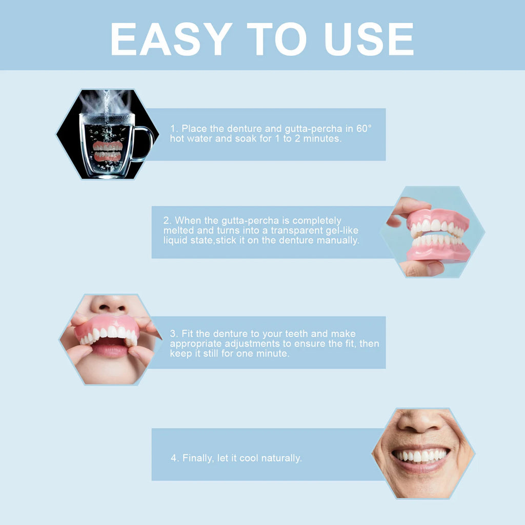 Silicone Dentures False Teeth Full Set Soft Safety Easy to Use Perfect Fit Oral Improve Tooth Loss Broken Temporary Improve