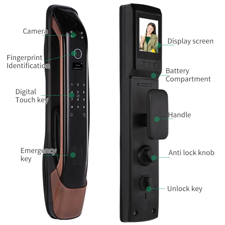 Digital Door Lock Competitive Price Fingerprint USmart Go APP Tuya Smart WiFi With Camera Smart Door Lock