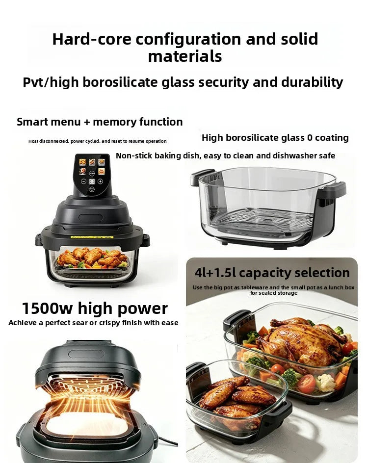 Color Screen Visible Air Fryer Glass Liner Chips Maker Multifunctional Home Oven