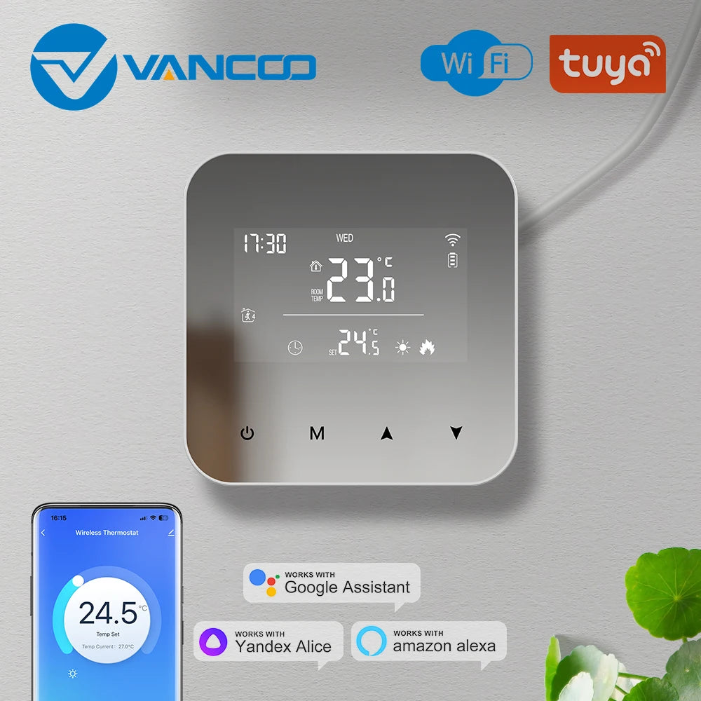 WiFi Thermostat for Boiler Battery Powered Accurate Heating Cooling Control for Your Home Compatible with Alexa Google Alice