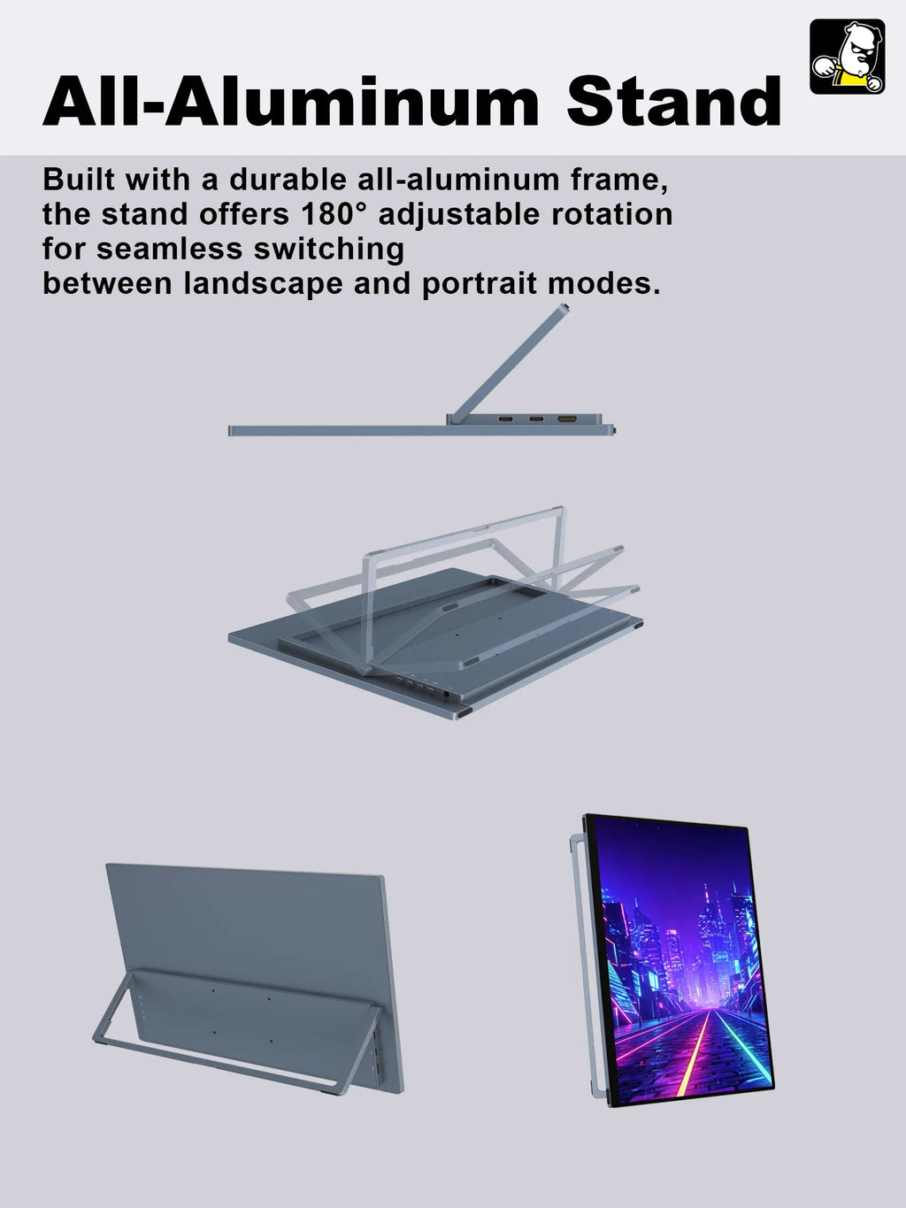 16-inch 2.5K Touchscreen Full Aluminum CNC Full Lamination 144Hz High-Definition High-Brightness One-Cable Portable Monitor