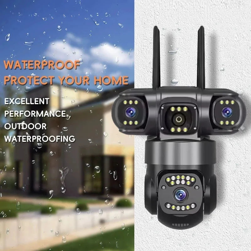 12MP WiFi IP Camera Outdoor Three Lens AI Tracking PTZ 10X Zoom Wireless Security CCTV Video Surveillance