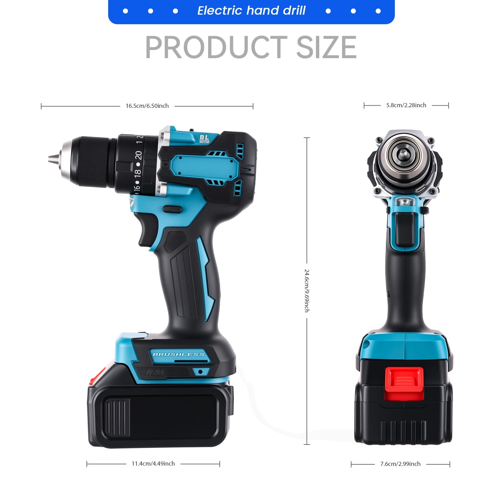 Podofo 21V Cordless Brushless Impact Drill Electric Screwdriver Power Tool with Battery Charger 2 Speed Gearbox 23 Torque Settings LED Light Rechargeable Drill Driver for Wood Metal Plastic DIY Repair