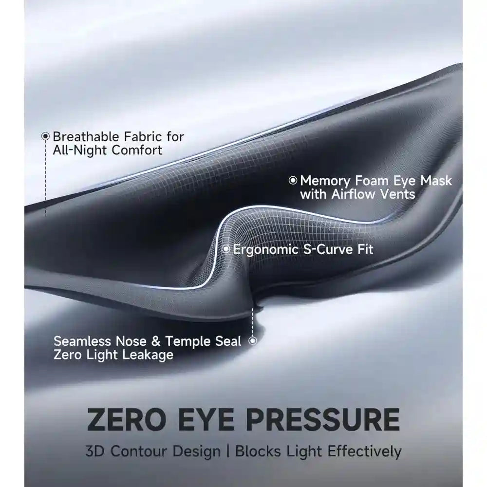 3D Contoured Memory Foam Sleep Mask for Travel - Breathable Eye Cover Eye Massage Instrument Tidesmit