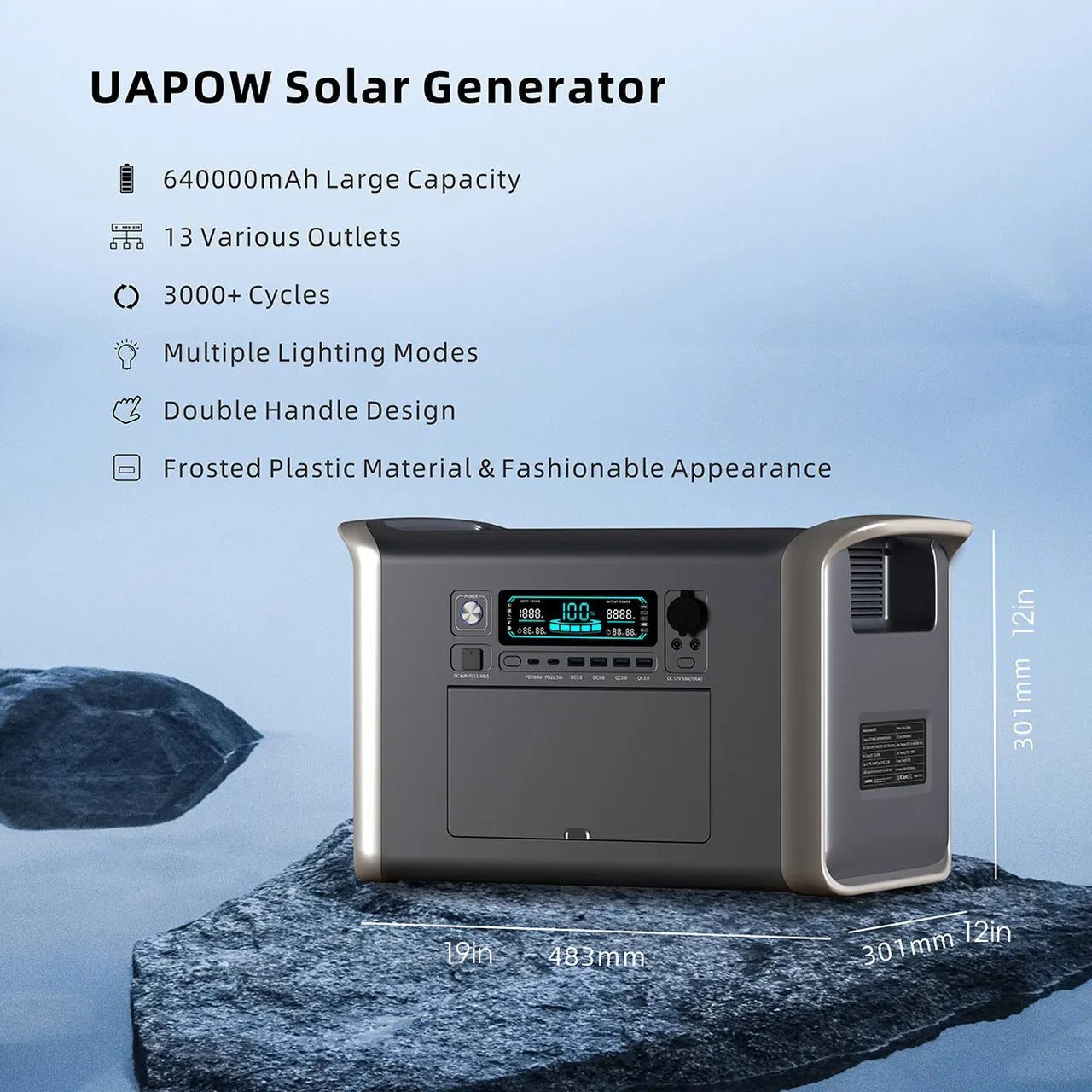 UAPOW 2600W 2048WH Portable Power Station 400W 41V Flexible Solar Panel Camping Lifepo4 Battery Solar Power Supp