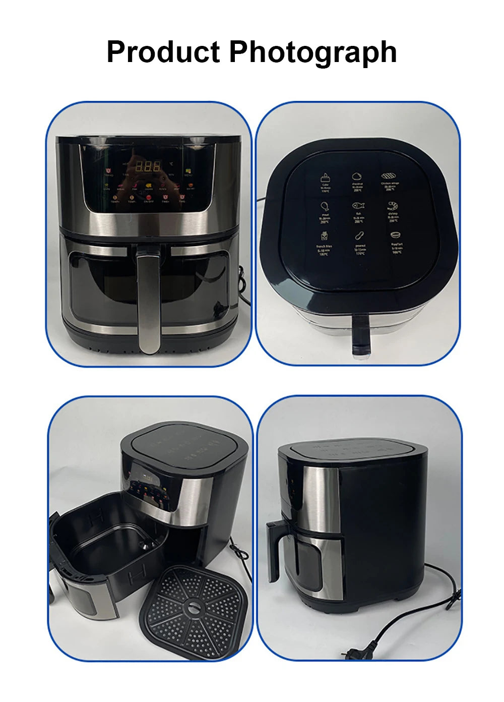 Air Fryer with 8L Large Capacity Electric Air Fryers without oil Airfryer Oven for Chicken Wings Fries Chips Cooker Air Fryer