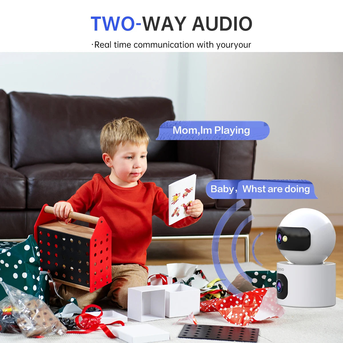 Lenovo 4MP HD Security IP Camera 5G WiFi Surveillance Camera Dual Lens 5X Zoom AI Tracking Home Indoor CCTV Camera Baby Monitor