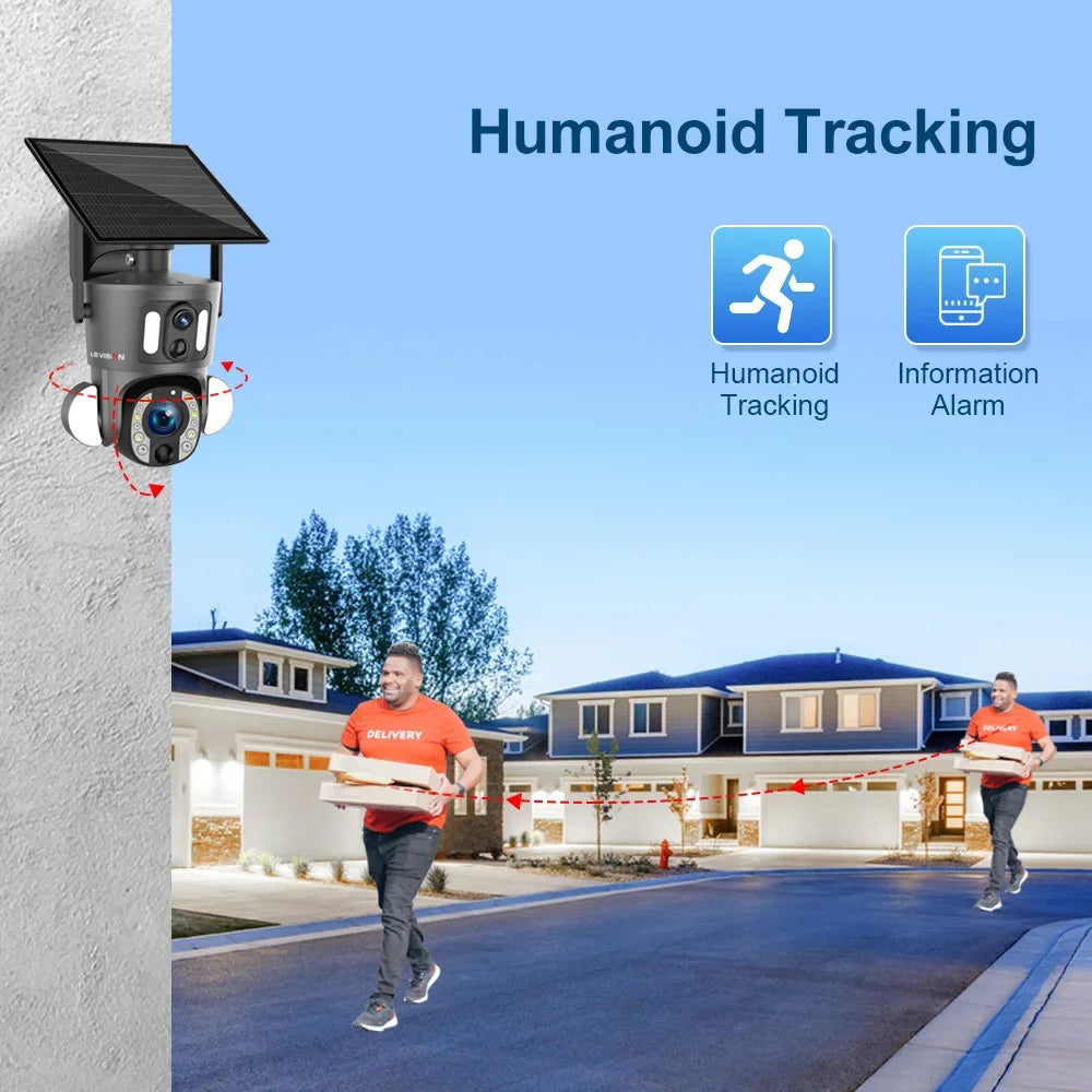 LS VISION 4K 20X Optical Zoom Dual Screen Solar Camera Outdoor 8MP 4G/WiFi PTZ Dual PIR Detection Auto Tracking Security Cameras