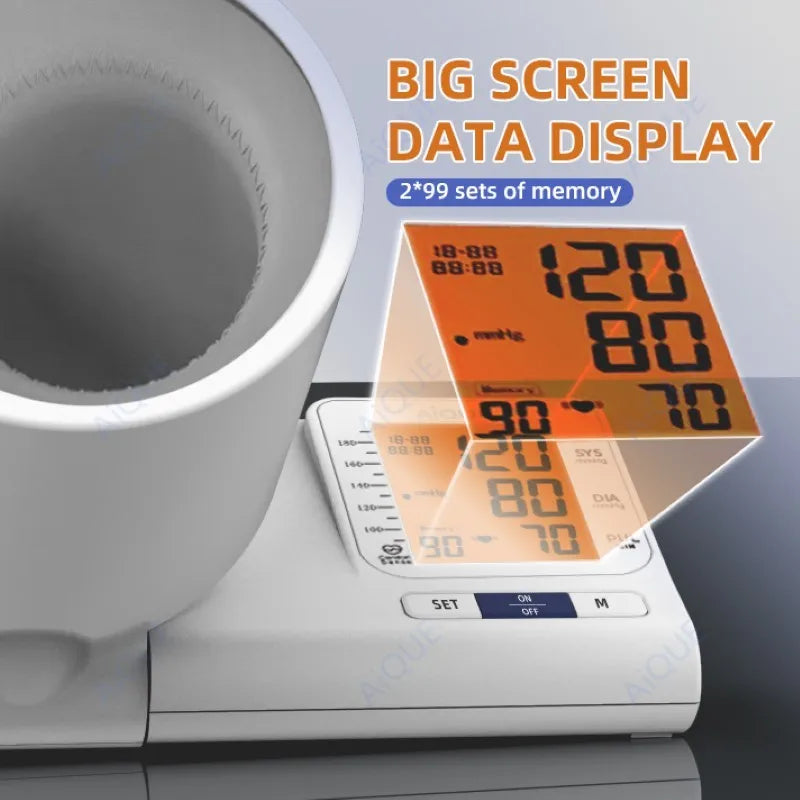 AiQUE Tunnel-Type Blood Pressure Monitor 2User 99*2 Memory Upper Arm Automatic Digital BP Monitor Tonometer Sphygmomanometer
