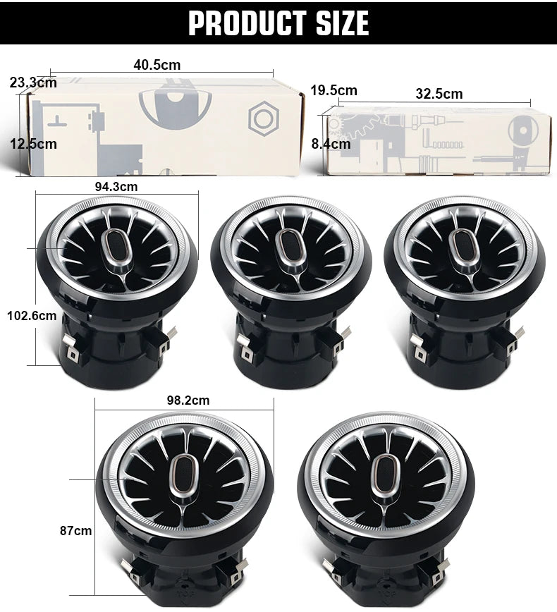 Mercedes-Benz Turbine LED Air Vents - 64 Color Ambient Lighting Kit Tidesmit