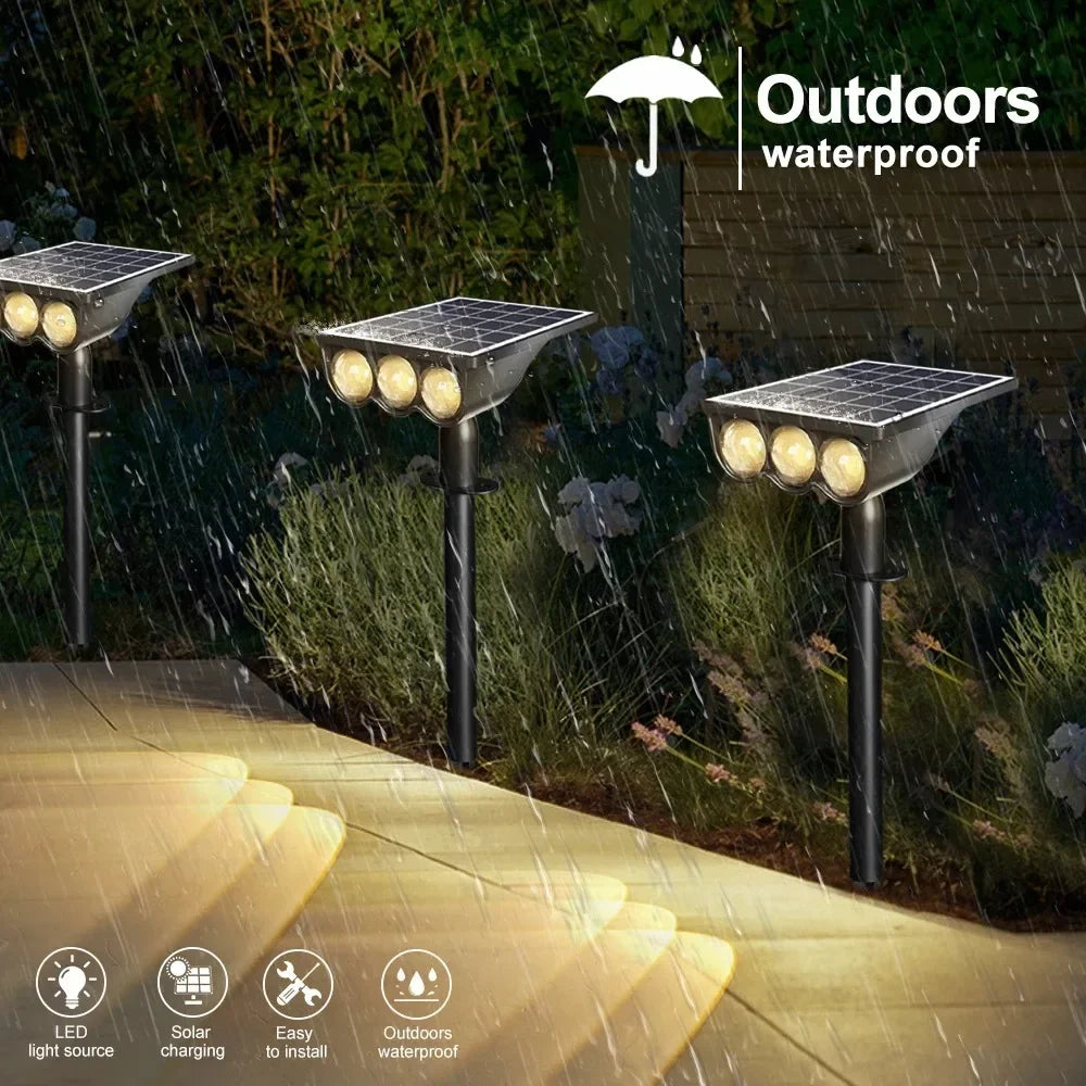 1-4pcs LED Solar Landscape Lights Outdoor IP65 Waterproof Solar Light Solar Garden Spotlight for Yard Lawn Walkway Courtyard