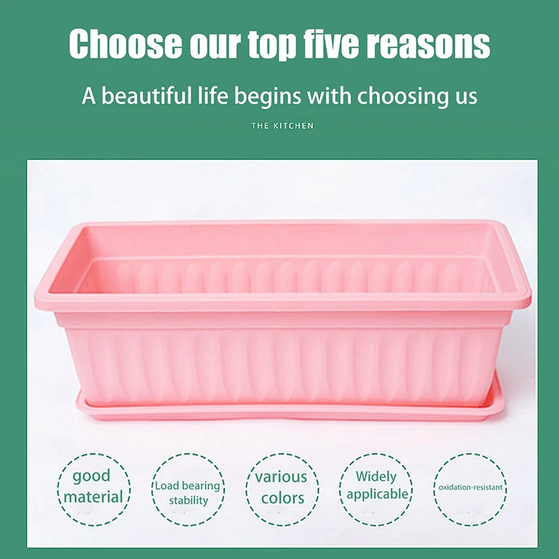 【ZYAA-1】1Set Plastic Vegetable Planters Rectangular Flowerpots For Balcony Indoor Gardening Breathable Plants Pots Garden Tools