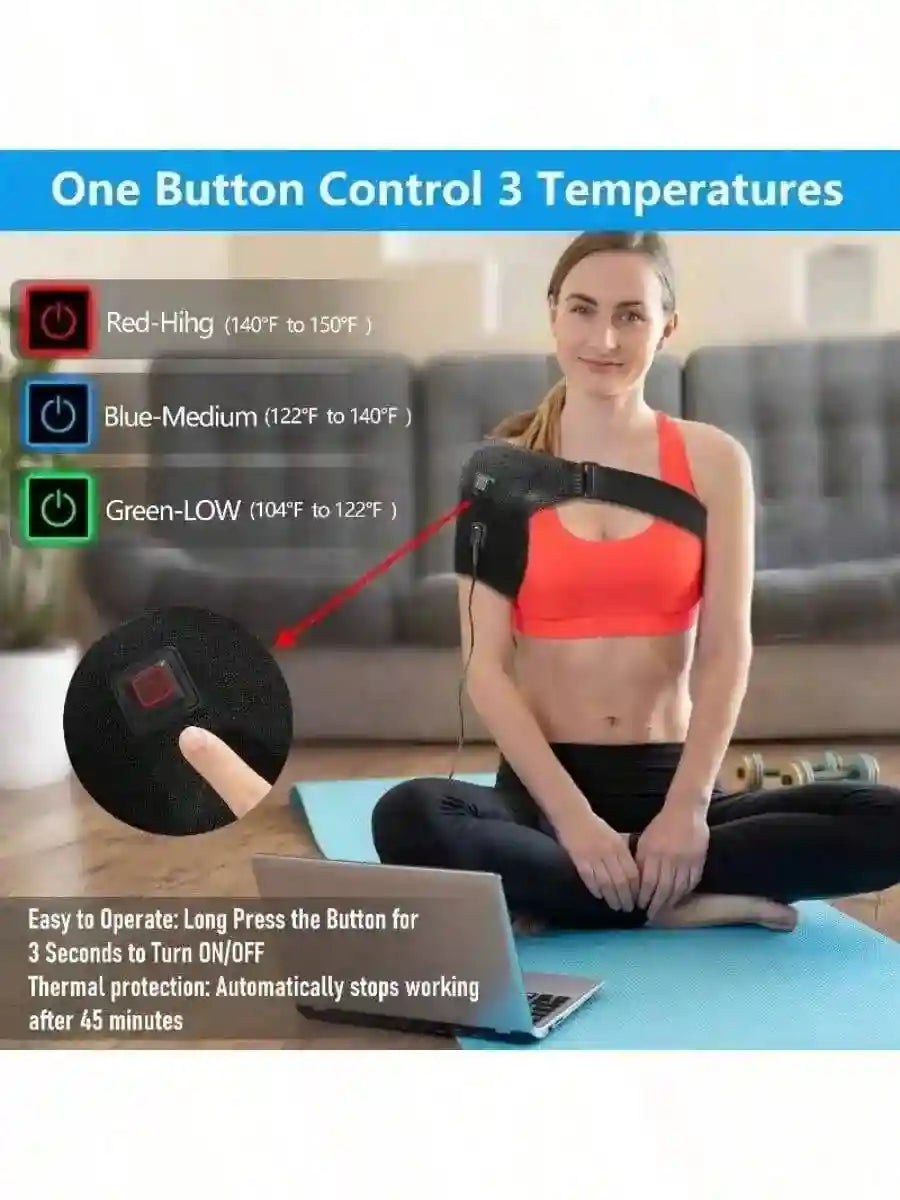 Heated Shoulder Massage Pad - 3-Gear Therapy Support for Neck Relief Relaxation Treatment Tidesmit