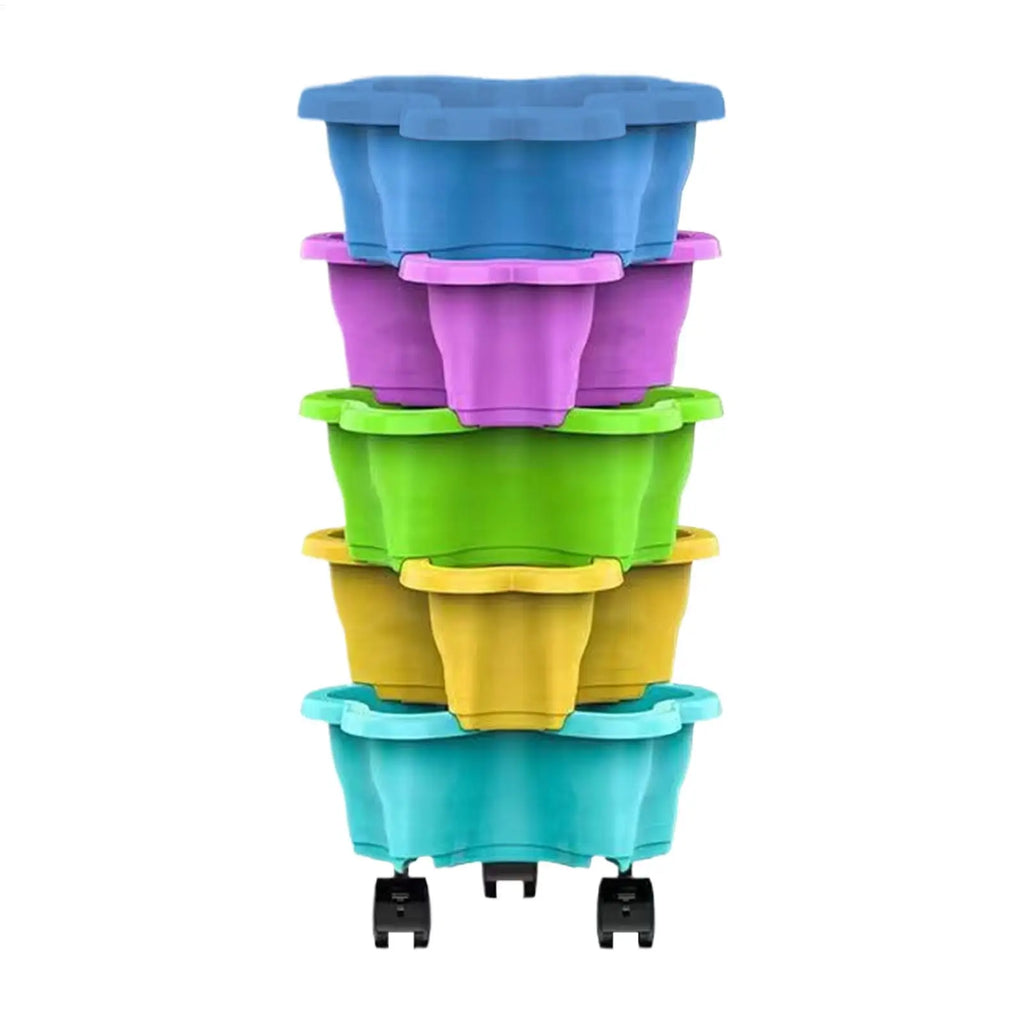 4/5 Tier Plant Tower With Wheels Stackable Plant Towers ABS Vertical Planter Tower For Strawberry Green Ivy Balcony Terrace