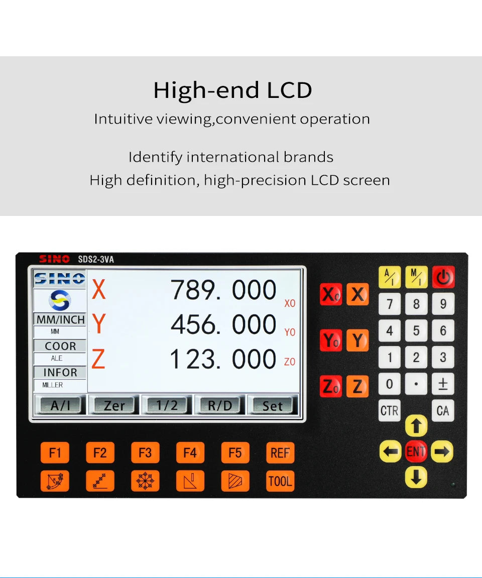 SINO SDS2-3VA Set 3 Axis And 2 Axis LCD DRO Kit Digital Readout KA35 Glass Linear Scale Encoders For Lathe Grinder Milling