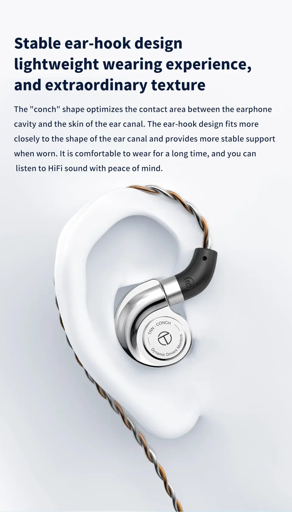 TRN Conch Earphone High-Performance DLC Diamond Diaphragm Dynamic in-Ear Monitors Music Monitors Tuning Wireless earbuds trn v80 Tidesmit