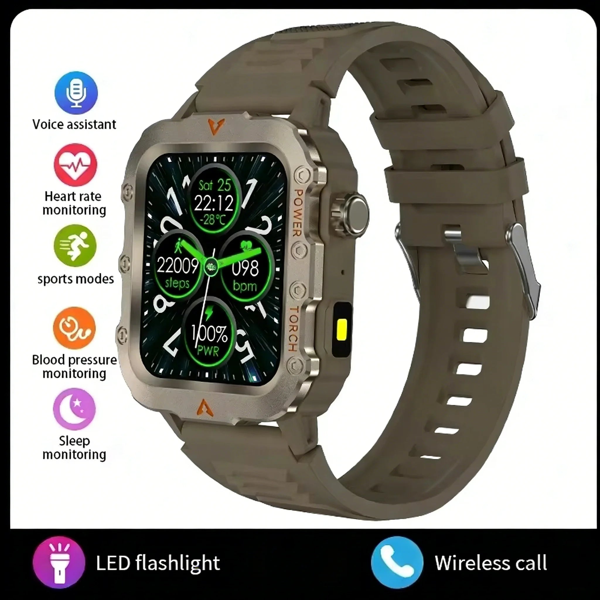 LAXASFIT 2026 New LED Smart Watch Men Bluetooth Calling Voice Control Multi Sport Modes Health Monitor Outdoor Smartwatch