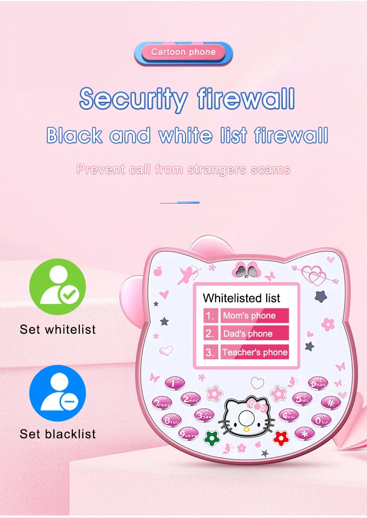 2024 Sanrio Hello Kitty Flip Phone Kawaii K688 Cartoon Taiml Cute Mini Phone Birthday Fashion Gift Toys Christmas For Anime Fans